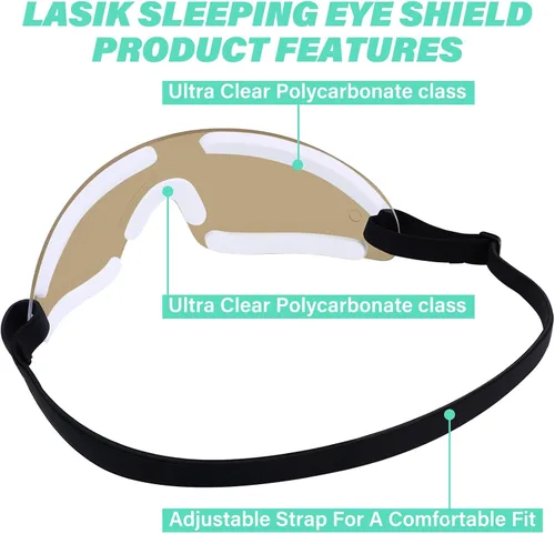 Miniatura 5 de Kingdder Escudo de ojos marrón para dormir gafas protectoras con correa ajustable y acolchado suave, sensibilidad de los ojos a la luz, bolsa