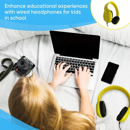 Miniatura 7 de Paquete de 5 auriculares de cuero con cable sobre la oreja con conector de 3.5mm, carcasa metálica ovalada, negro
