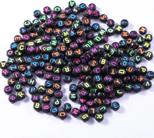 Miniatura 6 de 1000 cuentas redondas de acrílico mixtas negras del alfabeto de 0.157 x 0.276 pulgadas (0.157 x 0.276 in), cuentas coloridas de la A a la Z