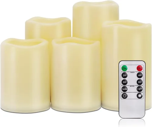 Miniatura 10 de Homemory paquete de 9 velas sin llama, impermeables para exteriores, velas LED acrílicas que funcionan con pilas, con control remoto y temporizador