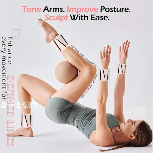 Miniatura 3 de Pesas de muñeca y tobillo para mujeres y hombres, brazaletes con peso ajustables de 2 libras/4 libras para aumentar la quema de calorías y la Beige