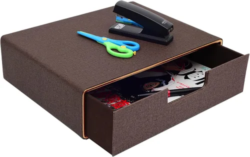 Miniatura 11 de Cajón organizador apilable de piel sintética, suministros de oficina ejecutiva, archivador A4, soporte para joyas, facturas, papel, documentos, Beige