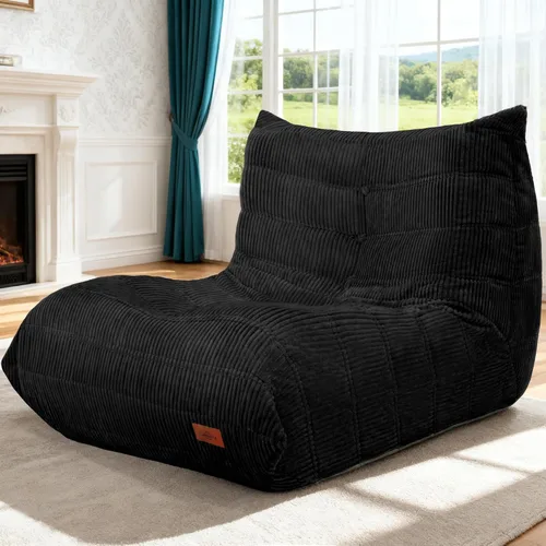 Miniatura 65 de Puf para adultos, silla puf grande, sillón con relleno de espuma viscoelástica para el hogar, apartamento o sala de juegos, gris afelpado Felpa gris