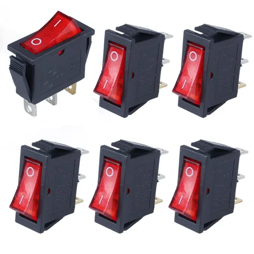 Miniatura 6 de DWMD - Interruptor oscilante rectangular para barco, 6 unidades, 2 pines, SPST, interruptor de palanca AC 250V/16A 125V/20A para automóvil, barco