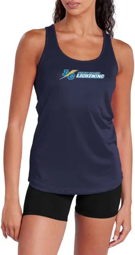 Miniatura 15 de Camiseta deportiva sin mangas oficial de NCAA Collegiate para mujer, con espalda cruzada, colección con logotipo primario