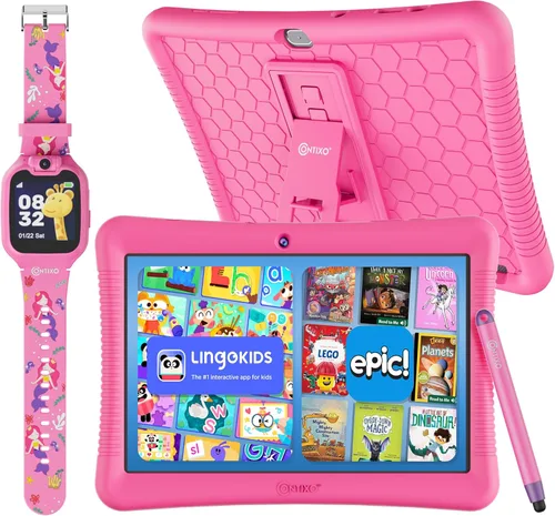 Miniatura 8 de Contixo Paquete de tableta y reloj inteligente para niños de 10 pulgadas, Epic & Lingokids, tableta Android de aprendizaje para niños, 32 GB, reloj