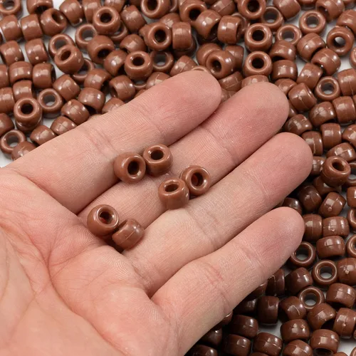 Miniatura 3 de Gxueshan 1000 piezas Cuentas de pony acrílicas marrón rojizo Cuentas de amistad 6x9mm a granel para hacer pulseras, collares, joyas, pendientes