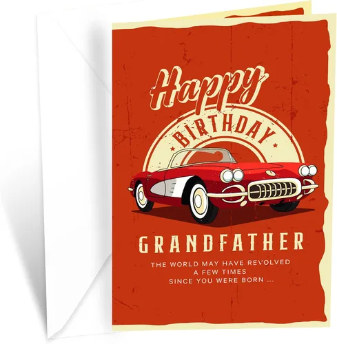 Prime Greetings Tarjeta de cumpleaños para abuelo (abuelo), hecha en Estados Unidos, ecológica, tarjeta gruesa con sobre de alta calidad de 5 x 7.75