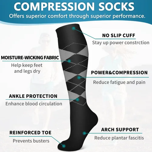 Miniatura 154 de 6 Pack Copper Compression Socks for Women and Men Circulation-Best Support for Medical, Running,Nursing,Athletic