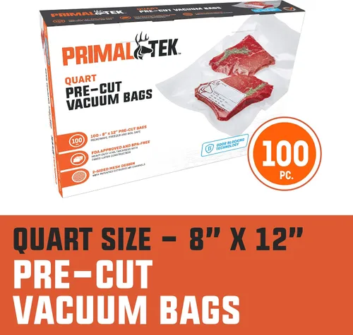 Miniatura 2 de Bolsas de vacío precortadas de 8 x 12 pulgadas, bolsas de 100 cuartos de galón para conservación de alimentos, bolsas selladoras al vacío sin BPA