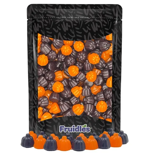 Fruidles Calabazas de jalea de Juju de Halloween, deliciosas gomitas, sin gluten, aperitivos divertidos y festivos, recuerdo de fiesta (2 libras)