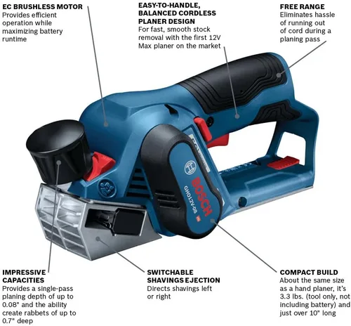 Miniatura 3 de Bosch GHO12V-08N 12V Max EC Cepilladora sin escobillas (herramienta desnuda)