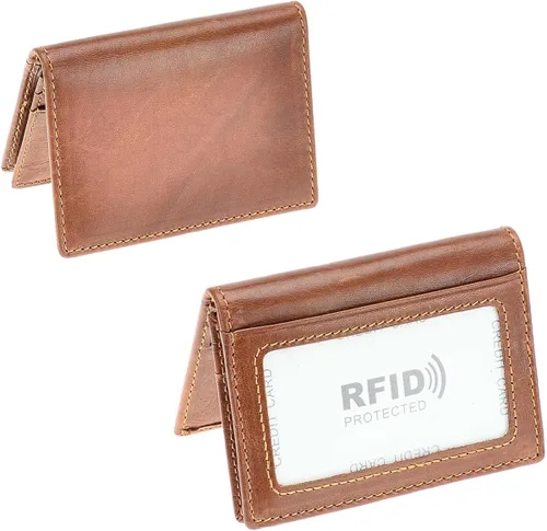 Miniatura 3 de HAWEE - Cartera de bolsillo frontal para hombre cuero auténtico RFID