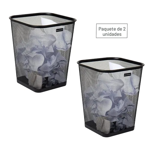Miniatura 7 de Mind Reader Cubo de basura de malla, cesta de papel usado, cuadrado, oficina, malla metálica, 9.75 pulgadas de largo x 9.75 pulgadas de ancho x Negro