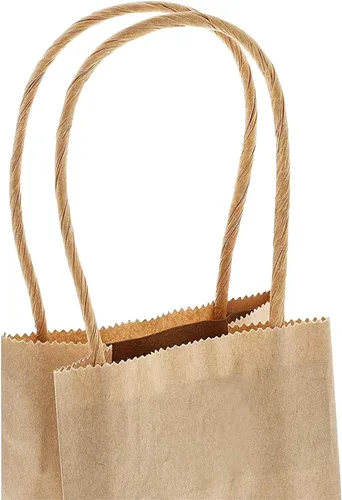 Miniatura 8 de Juvale Mini bolsas de regalo marrones con asas, paquete de 50, 3.5 x 2.4 x 7 pulgadas, mini bolsas de papel para minoristas, recuerdos de fiesta