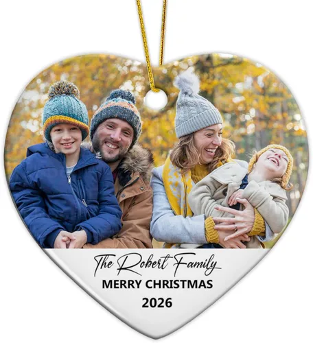 Miniatura 14 de Adorno de Navidad con foto personalizada 2025 para la familia, aniversario como el señor y la señora abuelos, carga cualquier imagen, cualquier foto