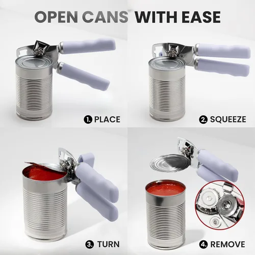 Miniatura 6 de Zulay Kitchen Abrelatas manual de acero inoxidable resistente con abridor de botellas, abrelatas manual a prueba de óxido con perilla giratoria