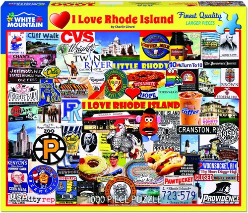 Miniatura 2 de White Mountain Rompecabezas de 1000 piezas con collage de viajes estatales con piezas grandes para adultos y familia de 24 x 30 pulgadas, I Love