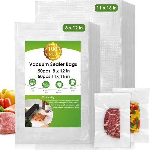 Miniatura 15 de Moretoes - 200 piezas de bolsas selladoras al vacío, bolsas para conservar alimentos de un cuarto de galón, 8" x 12", sin BPA, bolsas precortadas
