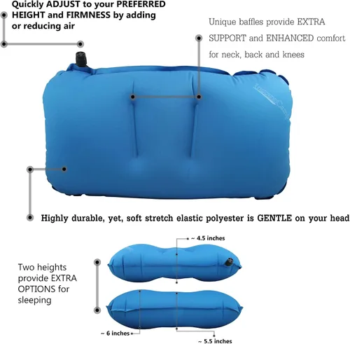 Miniatura 3 de Almohada inflable ultraligera para viajes y campamentos, compacta, cómoda, duradera para lumbar, campamento, senderismo (gris)