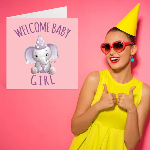 Miniatura 7 de Elephant New Baby Card – Welcome Baby Girl – Tarjetas de felicitación para recién nacido, bien hecho, felicitaciones para recién nacido, tarjetas