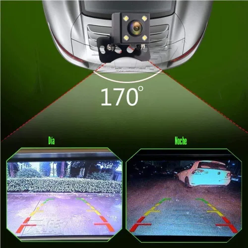 Miniatura 5 de Cámara de visión trasera impermeable Camecho para vehículo, cámara trasera de visión nocturna con 12 LED, ángulo amplio de 170 grados, cámaras