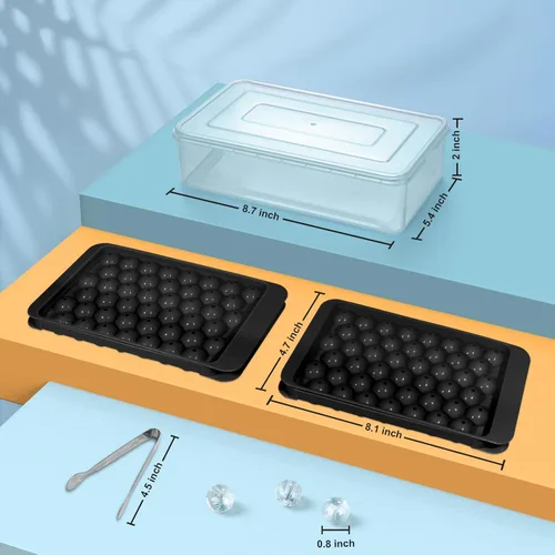 Miniatura 6 de WIBIMEN Bandeja para cubitos de hielo con tapa y contenedor, bandejas de hielo redondas para congelador con tapa, bandejas para cubitos de hielo