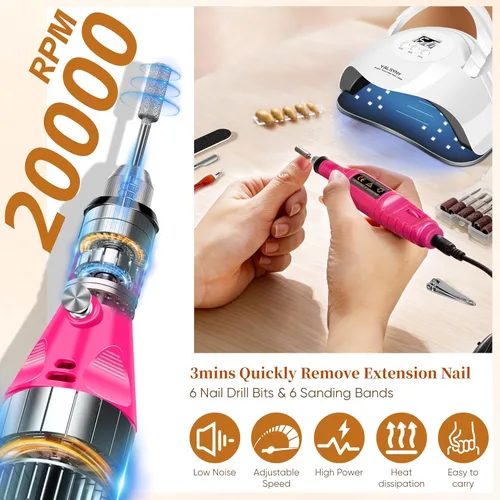Miniatura 3 de Kit de esmalte de uñas de gel con lámpara de uñas UV, kit de uñas de gel para remojar, base y capa superior, juego de herramientas para uñas