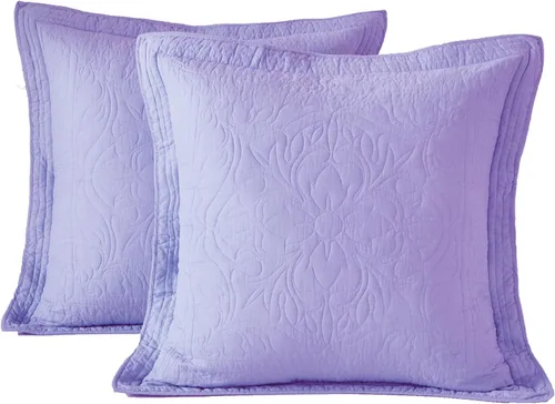 Miniatura 35 de WINLIFE Juego de 2 fundas de almohada acolchadas 100% algodón, estampado floral, tamaño King, color verde
