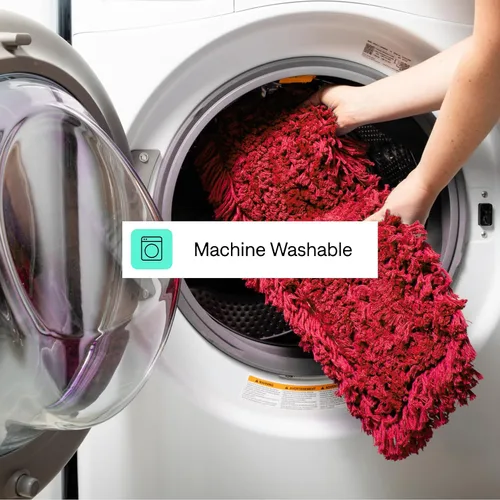 Miniatura 5 de Trapeador de polvo comercial rojo de 48 pulgadas y barredora de piso con mango extensible, trapeador para limpieza de suelos de madera dura