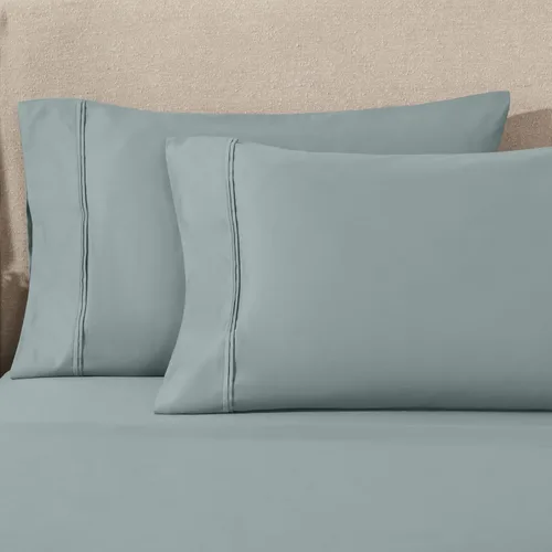 Miniatura 2 de Superior Juego de fundas de almohada estándar de 1200 hilos, 100% algodón egipcio, suave y transpirable, 2 piezas, color verde azulado