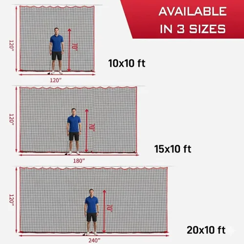 Miniatura 6 de Red de Golf, 10 pies, 15 pies, 20 pies Red Deportiva - Red de Práctica Multi-Deportiva de Servicio Pesado y Alto Impacto para Golf, Béisbol, Fútbol