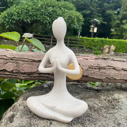 Miniatura 2 de Figura de yoga para el hogar, estatua de yoga budista zen, escultura de estatua de yoga Namaste, decoración interior y exterior para cumpleaños, día