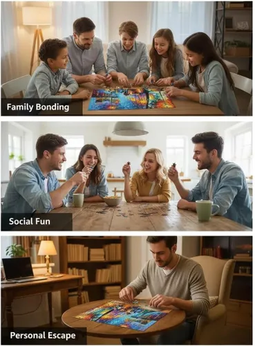 Miniatura 7 de Ingooood Rompecabezas de madera para adultos, 1000 piezas, acompañado, juegos familiares desafiantes y terapéuticos para parejas, divertido regalo
