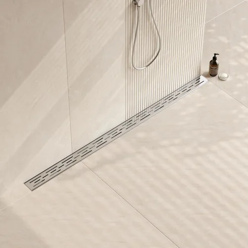Miniatura 11 de Neodrain - Drenaje lineal rectangular de 24 pulgadas con rejilla de patrón de ladrillo, desagüe de piso de acero inoxidable cepillado 304 para baño