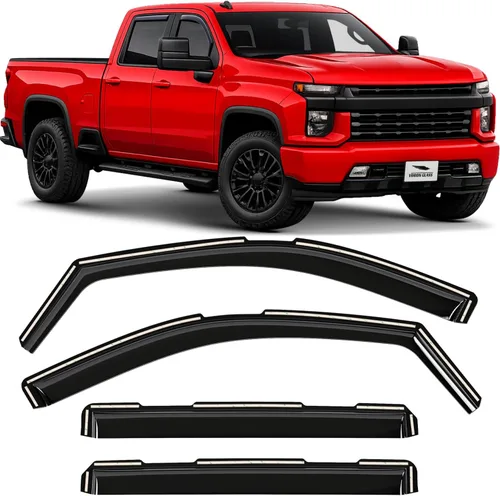 Miniatura 10 de Voron Glass Protectores de lluvia extra duraderos en canal para Chevrolet (Chevy) Silverado 2500HD/3500HD 2015-2019 Crew Cab, deflectores de Para