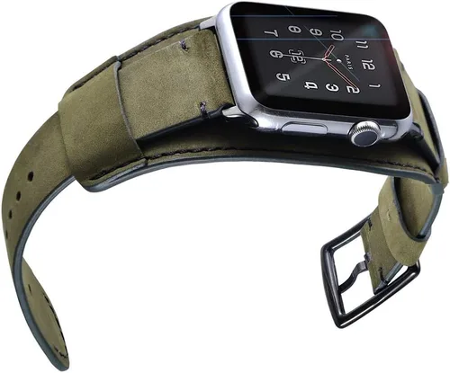 Miniatura 4 de Compatible con correas de Apple Watch de 1.496 pulgadas, 1.575 pulgadas, 1.614 pulgadas, correa de cuero genuino retro de caballo loco para iWatch