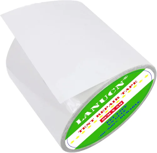 Kit de reparación de tienda de campaña impermeable: superficie recubierta de PVC y cinta transparente adhesiva ultra suave, reparación de tela para