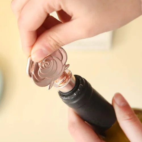Miniatura 3 de WeddParty - 12 tapones de aleación de metal para botellas de vino rosa, protector de champán con caja de regalo para recuerdos de fiesta