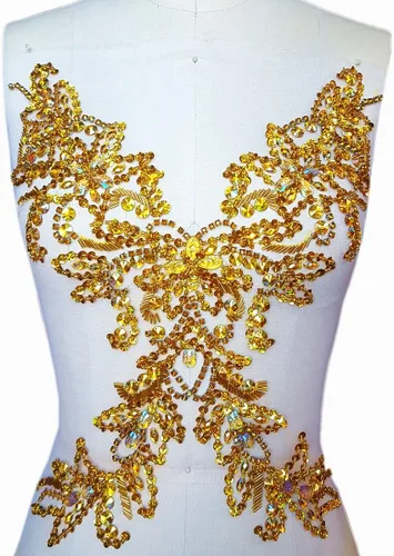 Miniatura 5 de Parche de cristal único hecho a mano cosido en piedras de lentejuelas de 15.3 x 11.4 pulgadas, accesorio para vestido, cristal de costura para Blanco