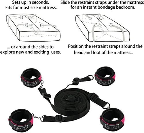 Miniatura 2 de Onory BDSM Juguetes sexuales y juegos Bondaged Kit sexual, máscara de ojos, vendas suaves para muñecas y tobillos, correas de cuerda de sujeción