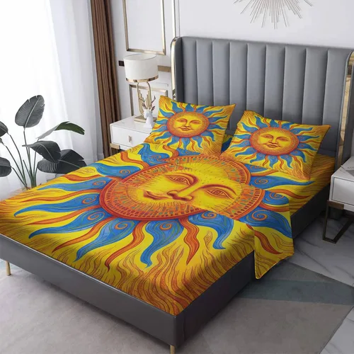 Miniatura 8 de Sun Sheets tamaño individual – Sábanas estéticas celestiales de microfibra suave, bolsillo profundo, sábanas y fundas de almohada estampadas sin