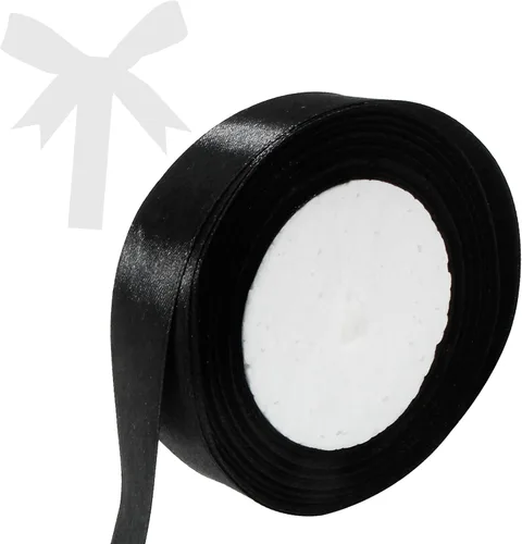 Miniatura 2 de Cinta de satén negra de 1 pulgada x 25 yardas, perfecta para ramos de boda, envolver regalos, manualidades y costura