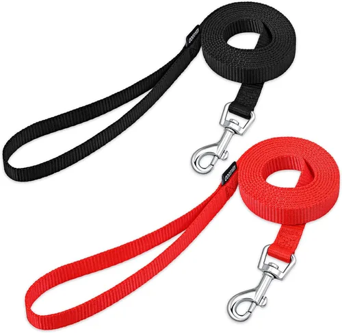 Miniatura 7 de AMAGOOD 6 pies de correas para cachorros/perros, correa de estilo tradicional resistente con gancho de cuello fácil de usar, correa para perros Negro