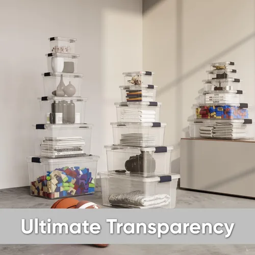 Miniatura 7 de Superio Caja de almacenamiento transparente con tapa, contenedores de plástico de 4.7 cuartos para organizar, cajas apilables, sin BPA, no tóxico