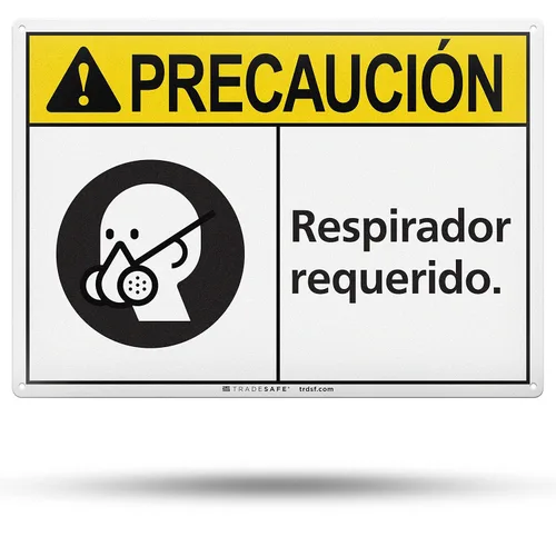 Miniatura 12 de TRADESAFE Señal de seguridad con chaleco de seguridad de EPI – Chaleco de Precaución Requerido en español, señal de seguridad de aluminio