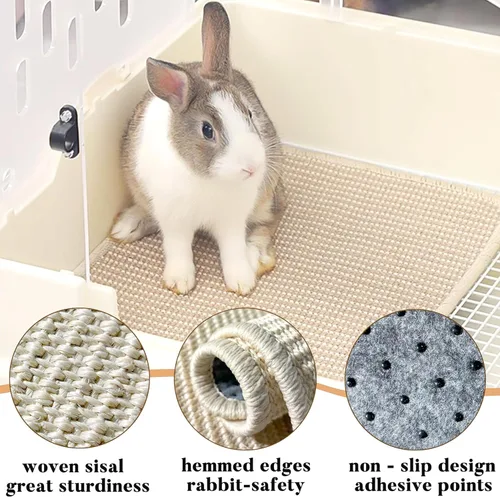 Miniatura 3 de 2 almohadillas grandes para rascar conejos, comestibles para interiores para garras y dientes, juguetes masticables, alfombrilla de conejo para 2