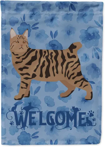 Miniatura 258 de Caroline's Treasures CK4813CHF - Bandera de bienvenida con gato abisinio azul, manga grande, para porche, para colgar en la pared, poliéster