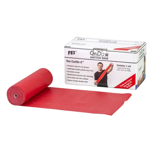 Miniatura 32 de Banda para hacer ejercicio CanDo, de bajo polvo, 4 pies de longitud, Luz roja, 1 2-Luz roja