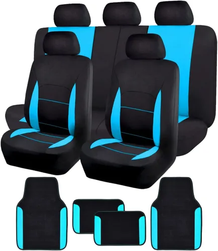 Miniatura 14 de Flying Banner Fundas de asiento de coche, asientos delanteros, asiento trasero, poliéster, protectores de asiento de automóvil, instalaciones Negro